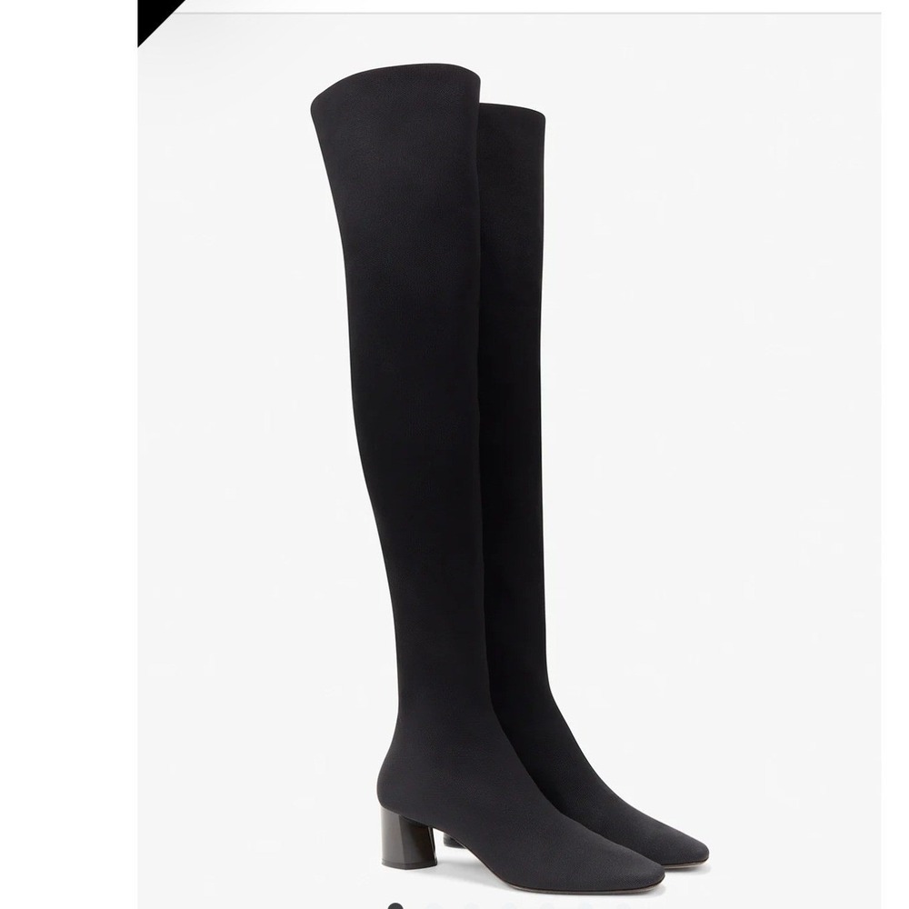MM LaFleur The Nina Boot Black 3D-Knit Over The Knee Block Heel Italy 36‎ NEW